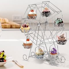 Support à gâteaux rotatif en métal doré, grande roue, pour banquet, dessert, anniversaire, cupcakes, ensemble pour macarons, gâteau de mariage