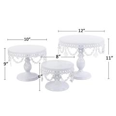 3er-Set Cupcake-Ständer, runder weißer Metall-Eisen-Tortenständer mit Kristallperlen für Hochzeitsfeier Geburtstag
