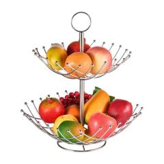panier de fruits portable en métal de stockage de légumes vides panier de fruits en acier inoxydable à 2 niveaux