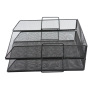 Wideny 2 tiers Stackable Wire metal Mesh Desktop Folding Letter Document Tray Organizer for office and home