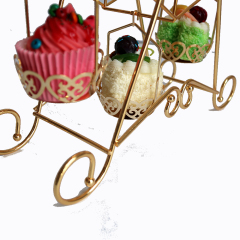 Partydekoration ausgefallene faltbare Eisendrahtplatte Süßigkeiten Brot Metall Stahl Tablett Gold Hochzeit Cupcake Cup Kuchenständer