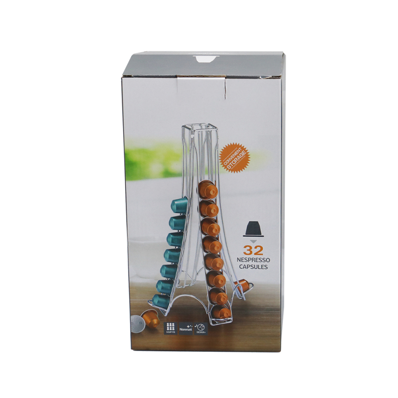 Wholesale Customize Hot Selling Unit Standing Tower Type Golden Metal Coffee Capsule Holder For 40 Pods About 37MM