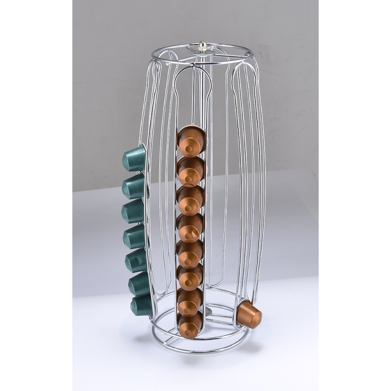 Dolce Gusto Customizable Oval Bucket Shape Hollow Rotating Metal Coffee Capsule Rack Iron Wire Coffee Capsule Rack