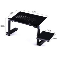 Домашняя портативная складная регулируемая опора для ноутбука и кронштейна для кровати Подвижный стол Черная металлическая подставка для ноутбука