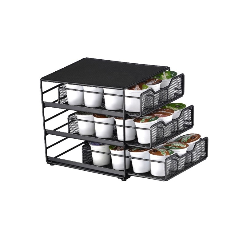Manufacturer Supply home Kitchen 36 pods storage Metal Wire Coffee Capsule drawer
