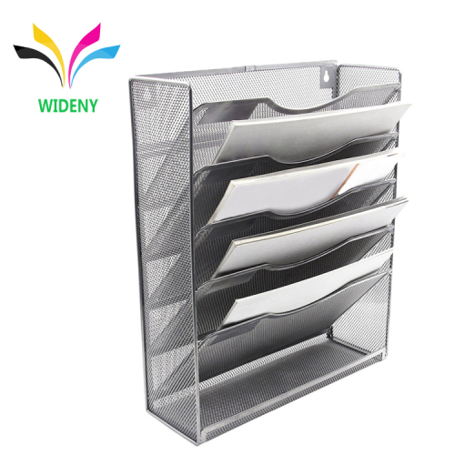 Wideny 5 Tier hanging document holder  letter tray organizer mesh metal wall mounted file organizer