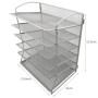 Wideny Office and school Black Metal wire mesh Desk Desktop 6 Trays file holder Document Letter Tray Organizer