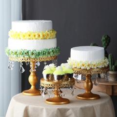 Круглый золотой металлический утюг 3 пакета хрустальный торт подставка для кексов для свадебной вечеринки