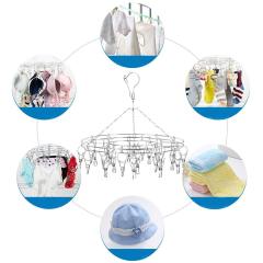 Perchas de ropa redondas de alta calidad para ahorrar espacio, de doble alambre, para el hogar, con 18 clips para calcetines o toallas