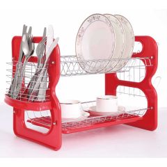 Neueste Produkte Single 2 Tier Bam Safety Plastic Dish Drainer Folding Dish Dryer Rack with Metal Basket
