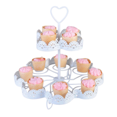 Support à gâteau blanc en métal, multifonctionnel, décoratif, pour fête, mariage, thé de l'après-midi, forme ronde