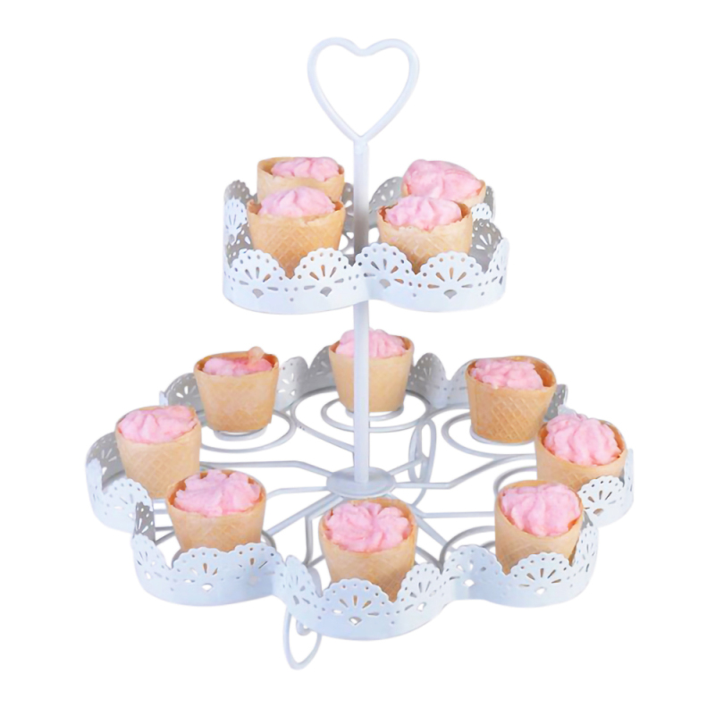 Multifunctional Party Wedding Afternoon Tea Decorative Round Shaped Metal White Cake Stand