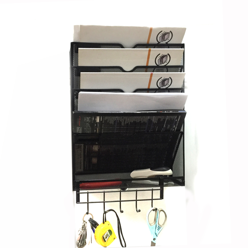 5 holders wire metal iron powder coated iron hanging wall file organizer office wall mounted document organizer