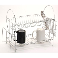 Étagère de cuisine pour évier avec plateau à couverts réglable amovible et égouttoir à vaisselle en métal noir à 2 niveaux