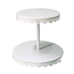 Оптовая высококачественная свадебная кухня из белого металла 2-х уровневая круглая подставка для десертного торта