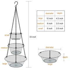 Three Tier Stand for Storing Organizing Heavy Duty Wire display Kitchen Vegetables Fruit Basket