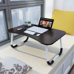 Wideny Home Working Multifunctional Laptop Table For Bed Tray Foldable Lap Desk Stand With Cup Holder Breaskfast Reading Book