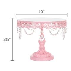 Набор из 3 подставок для кексов, круглая розовая металлическая железная подставка для торта с хрустальными бусинами для свадьбы, дня рождения
