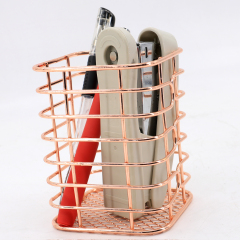 nueva moda alambre de metal cuadrado 120 g portalápices de almacenamiento de lápiz de oro rosa
