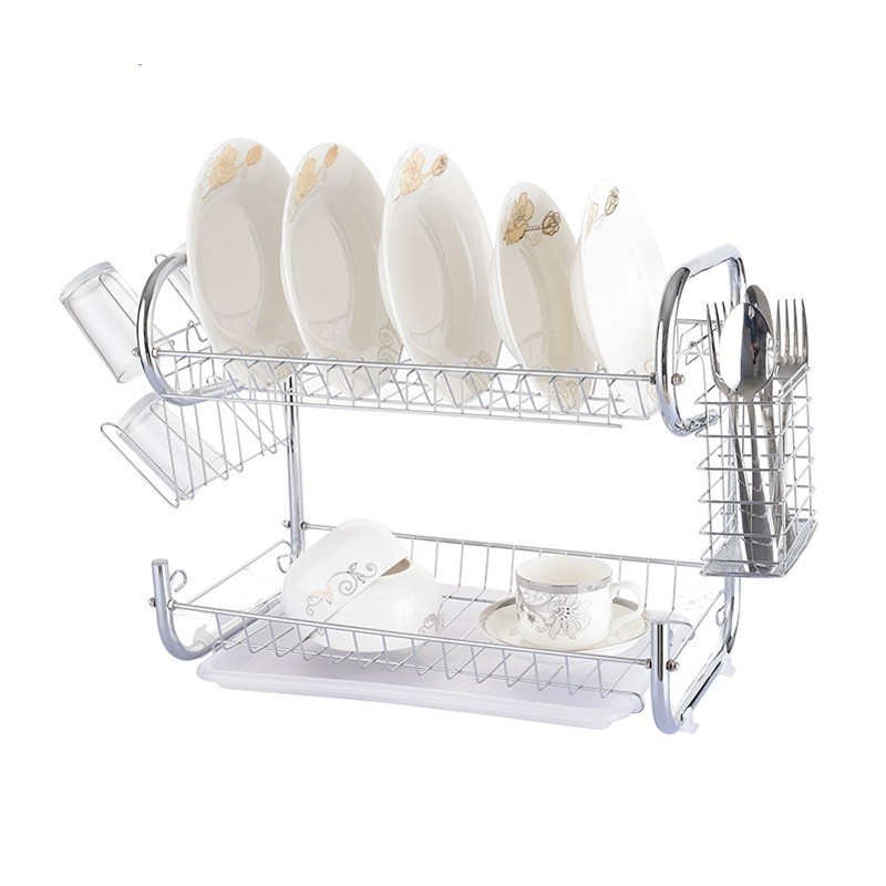 High Quality New Design Kitchen Tree shape Green Stainless Steel 2-Tier Dish Drying Rack