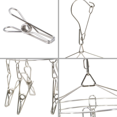 Heißer Verkauf Abnehmbarer Metall-Wäscheständer Runde Form Edelstahl-Kleiderbügel mit 8 Clips