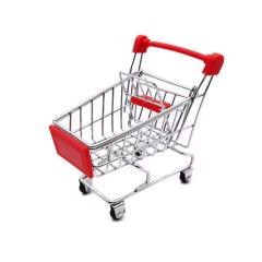 Manufacture Direct Sale Small Supermarket Basket Trolley  Promotion Child Dimensions Mini Shopping Cart with Wheels