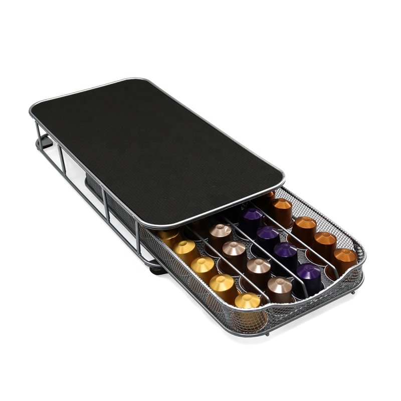 Metal Chrome 40pcs  Storage Drawer Nespresso K Cup Dolce Gusto Capsules Coffee Pod Holder