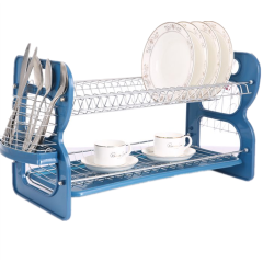 Organizador de cocina para el hogar Alambre de metal Placa de estante para platos de 3 capas con soporte para tazas