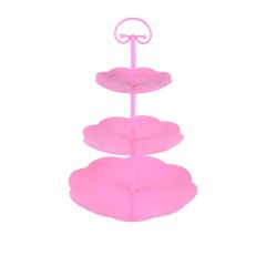 Hot sale custom 3-tier birthday wedding tea party pink color metal round cake stand