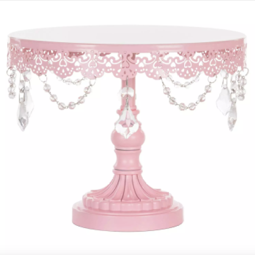 High quality Wholesale Supply Cake Decorating Rotating Rose Pink round Metal Wedding Party Stand Cupcake