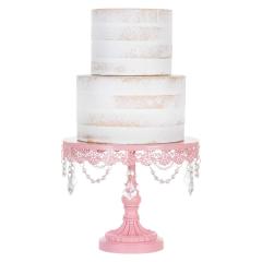 Decoración casera para fiesta de cumpleaños, paquete de 3 soportes redondos de Metal rosa para pastel de boda y magdalenas de hierro