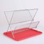 Manufacturer direct selling folding dish rack kitchen shelf drainage rack with plastic water tray