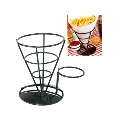 Snack-Präsentationsständer, schwarzer Metalldrahtkorb, Pommes-Frites-Chips, Eistütenhalter