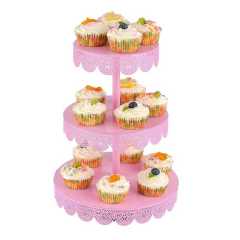 Supports à gâteaux pliants polyvalents en métal fantaisie, 3 niveaux, pour fête, anniversaire, mariage