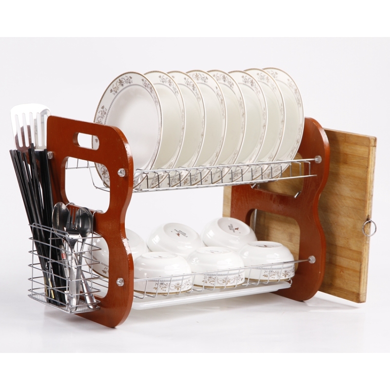 Wideny new custom design logo package kitchen restaurant supply 2 tiers stainless steel tableware dish drainer rack