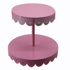 2 Tier Metallplatte rosa Eisen nach Hause Brot Hochzeitstorte Cupcake Stand anwenden