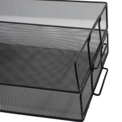Stacking stationery Detachable 2 tier letter tray wire mesh metal desk file organizer