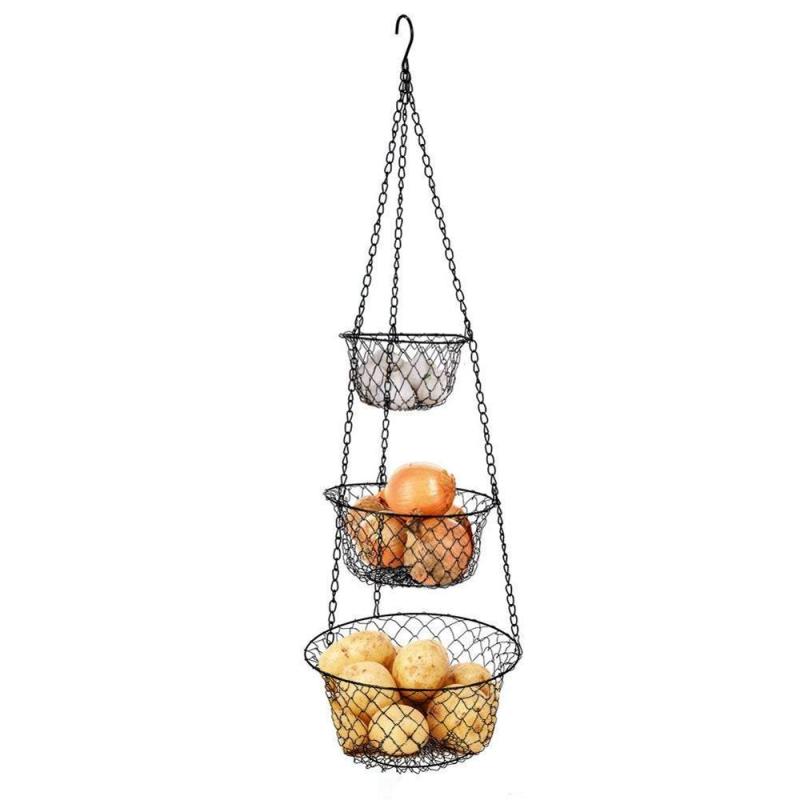 Newest Amazon Hot Sale Small Custom Design 3 Tier Vegetable Shelf Shop Display Folding Fruit Basket