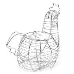 Cesta de recogida de huevos en forma de pollo, alambre de malla metálica negra, fabricación de artículos de fábrica, para almacenamiento de huevos
