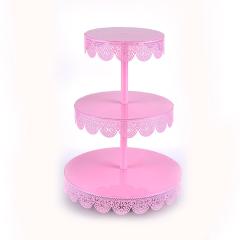 Soporte giratorio elegante para cupcakes y pasteles de boda con alambre de metal de 3 niveles