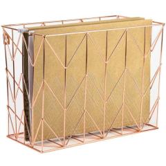 Экологичный перерабатываемый органайзер для стола, хромированная металлическая проволочная сетка, домашний офис, рабочий стол, ящик для хранения из розового золота