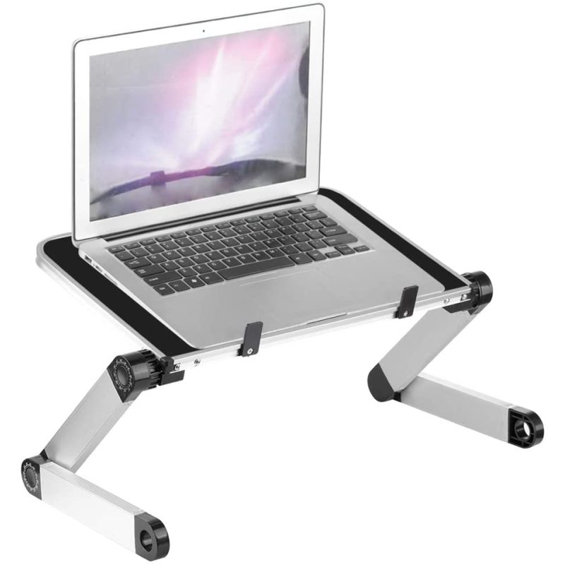 Office or Home Desk-Black Foldable Aluminum Portable Lap Desk Stand Adjustable Laptop Stand Table for bed