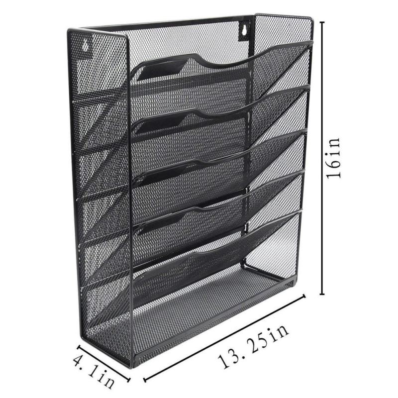 wholesale Office stationery supplies 5 layers  metal wire mesh wall-mounted file organizer