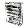 Home office hanging wall mounted wire black document file organizer for letter magazine literature sorter