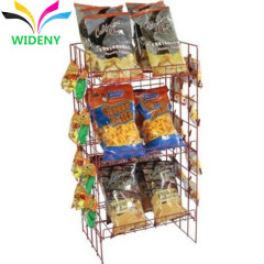 Supermarket apply chrome plated wire metal flooring snack food display rack