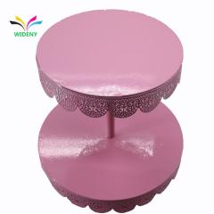 Hecho en China, mini soporte de pastel de decoración de boda para cupcakes de cristal de metal rosa europeo de 2 niveles hecho en China para boda