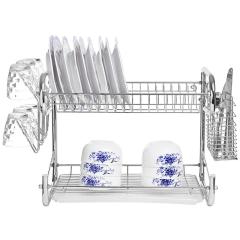 Support de séchage de vaisselle de rangement de cuisine à 2 niveaux de conception moderne polyvalent avec porte-couverts