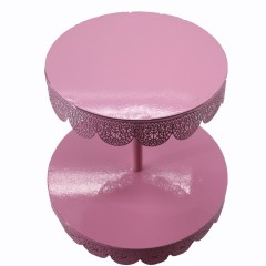 2 Tier Metallplatte rosa Eisen nach Hause Brot Hochzeitstorte Cupcake Stand anwenden