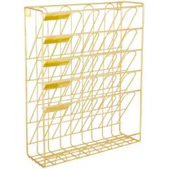 Wideny Office Gold Metal Wire 5 Tier Vertical Mount Hanging Wall File Organizer with Bottom Flat Tray