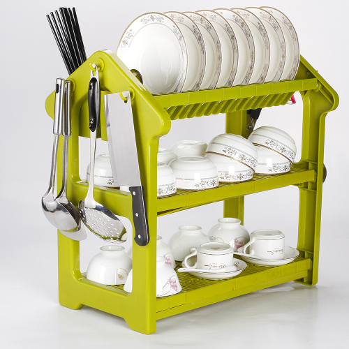 Wideny Wholesale House Shape 3 Tier Kitchen Plastic Dish Rack Dish Drying Rack For Home